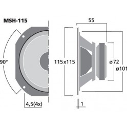Monacor MSH-115 Głośnik średniotonowy HiFi, 120W MAX /50W RMS/8Ω